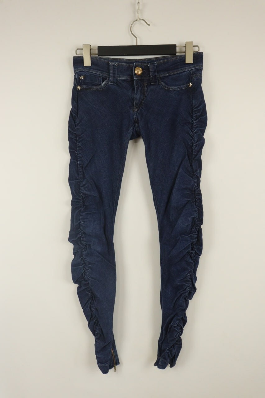 MISS SIXTY COLLECTION Denim Ruched Ankle Zip Skinny Jeans Size 26 W28 Zip Fly