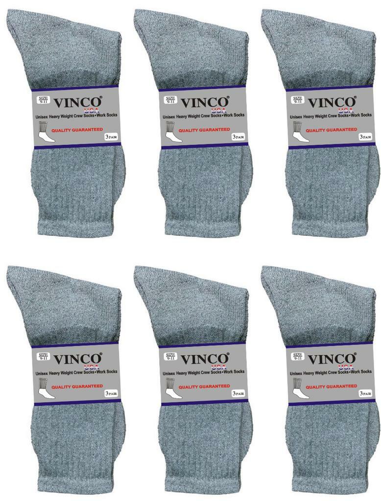 Lot 12 Pairs Mens Grey Cotton Crew Socks Sports Athletic Work Size 9-11 10-13