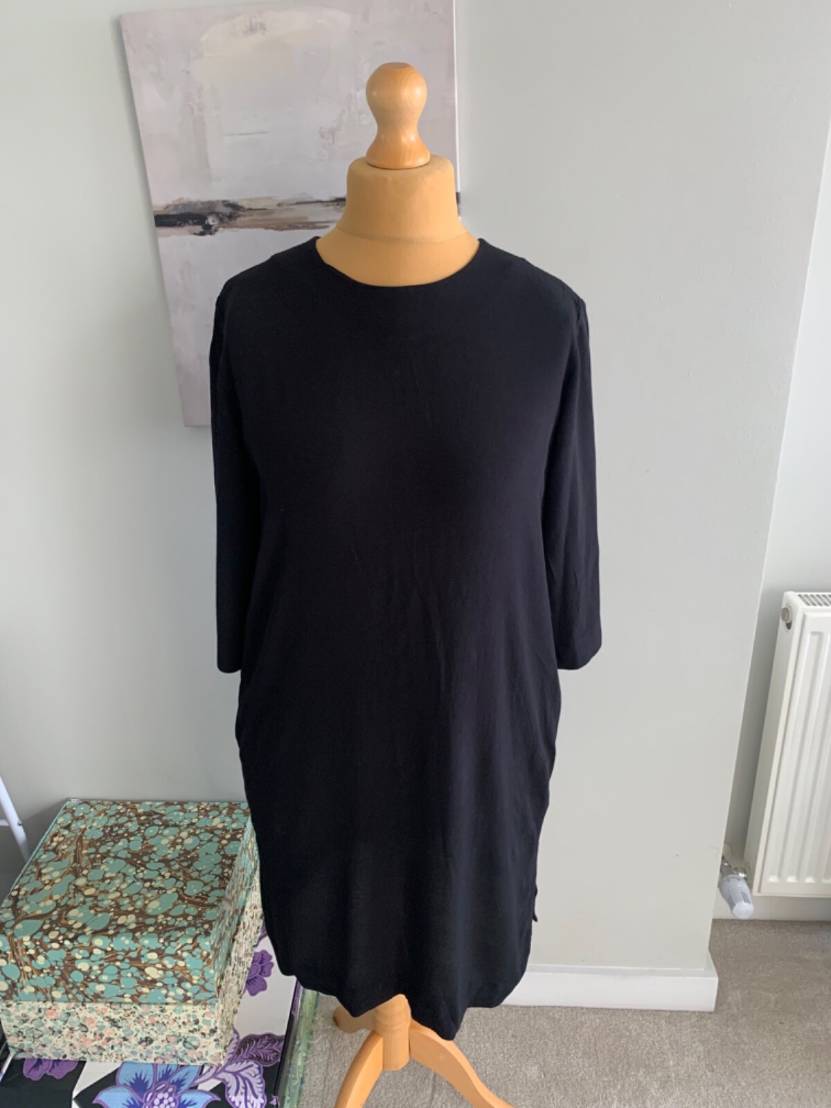 & Other Stories soft tunic top dress workwear spring goth M/L pockets Stockholm