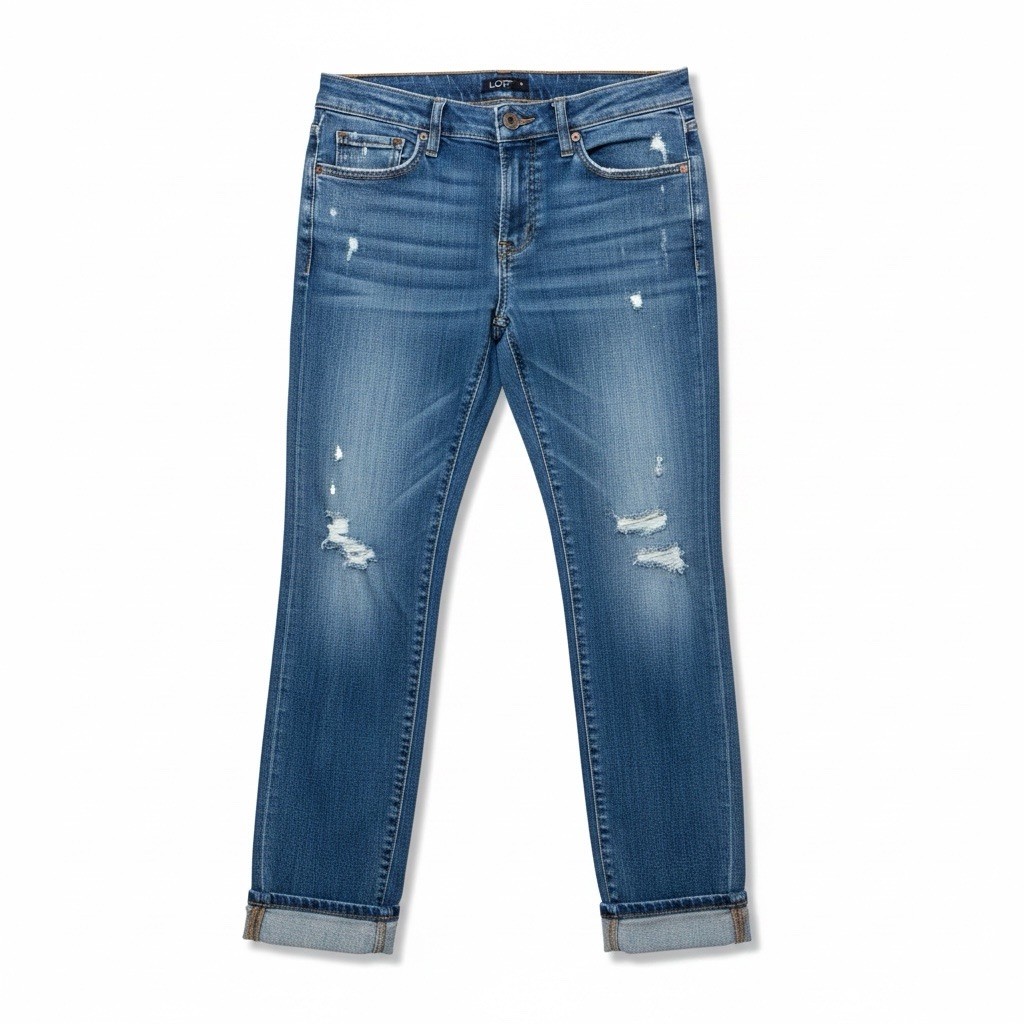 Ann Taylor LOFT Size 2 Distressed Boyfriend Button fly cotton jeans