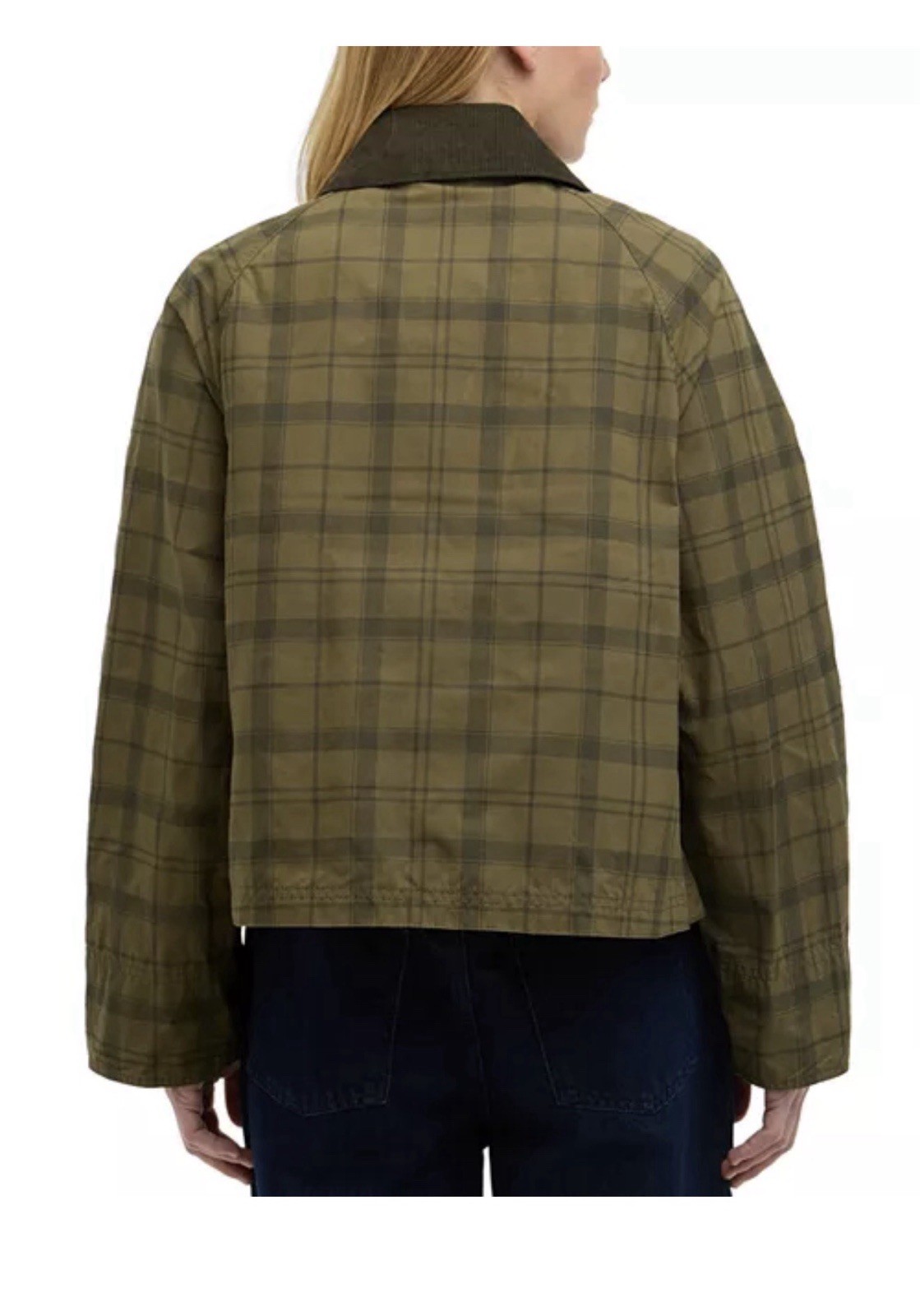 NWT Barbour Green Tartan Cropped Beadnell Casual Jacket Size 4 21×22 Inches