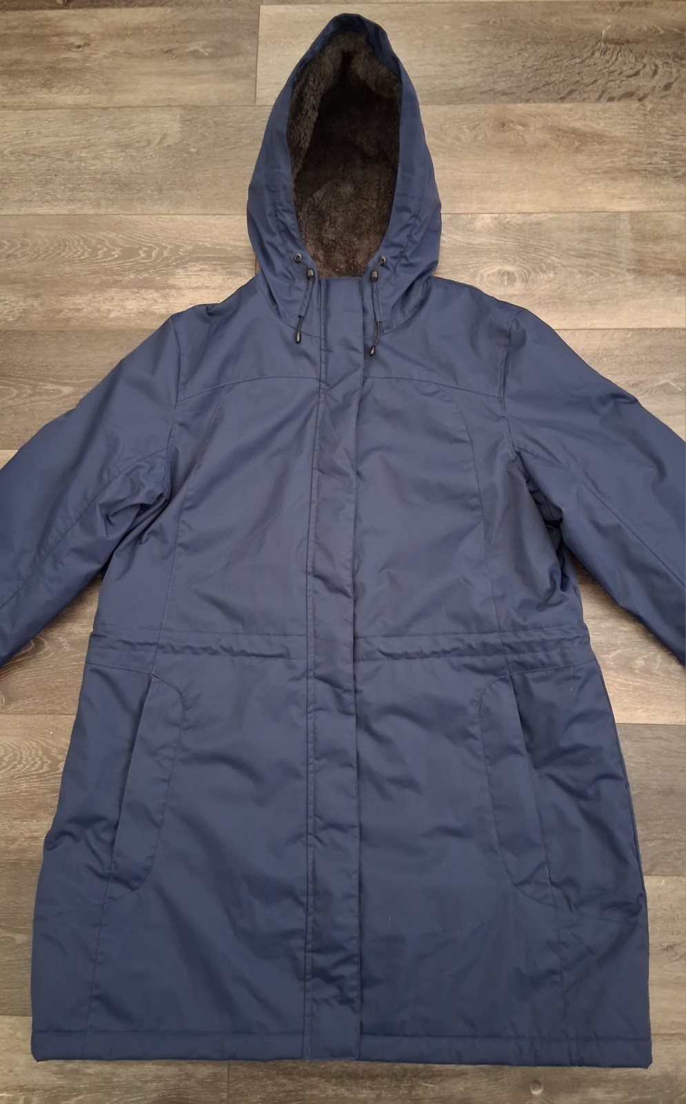 LL Bean Winter Warmer Coat Quilted Sherpa Fleece Lined Hooded Navy Size XL New
