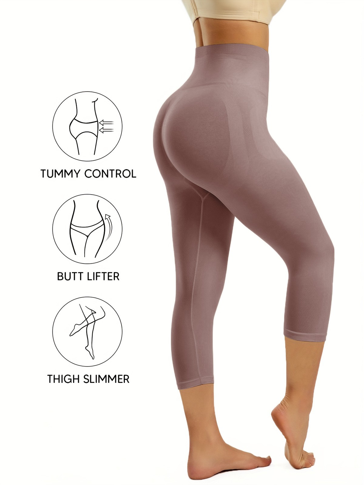 Slimming Anti Cellulite Compression Leggings Leg Shaper High Waist Black Capris