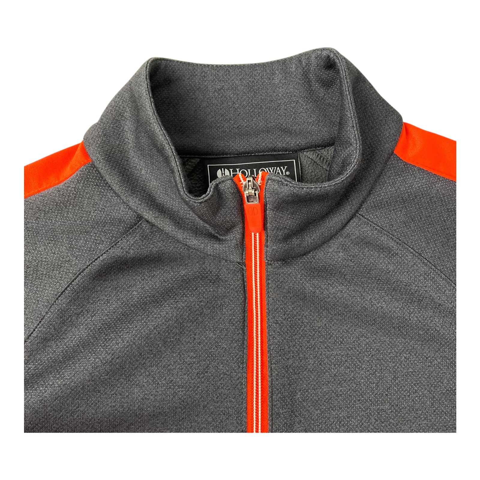 Holloway Ladies Full Zip Athletic Track Warm Up Jacket Gray White Orange M Mock