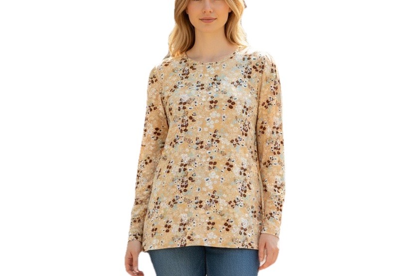 Laurie felt Women’s Silky Yellow Bamboo Floral Los Angeles Blouse Size M