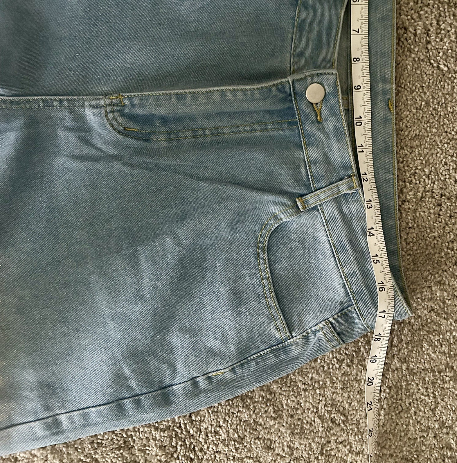 Women Jeans Foil Gold Hot Stamping xxl Blue High Rise Straight Leg Relax Fit