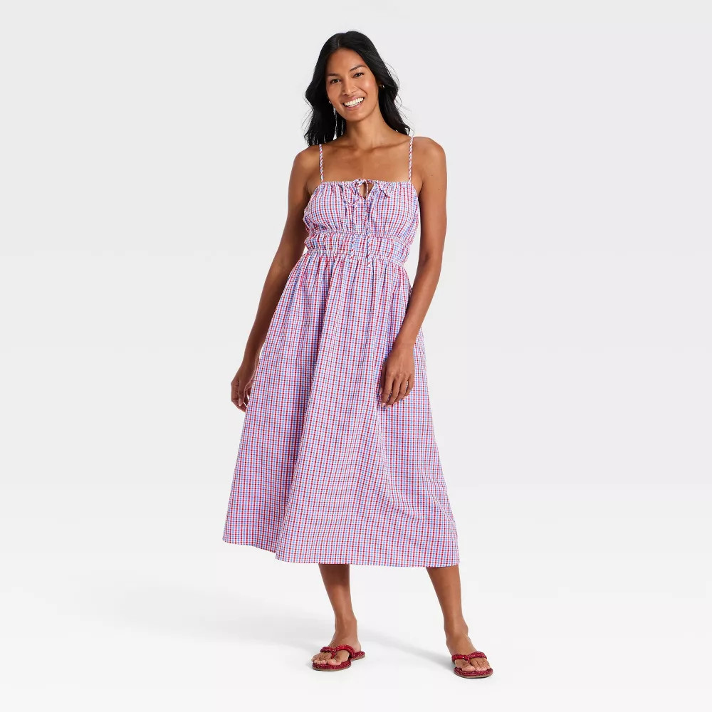 Women Maxi Sundress – Universal Thread Multicolor Gingham S
