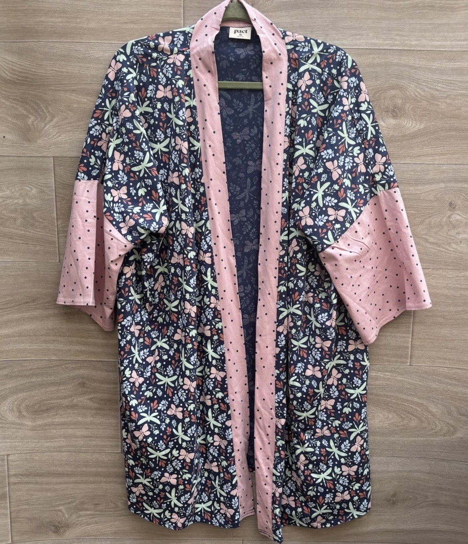 Pact Staycation Organic Cotton Robe Womens XL/2XL Floral NO TIE – NEW NO TAGS