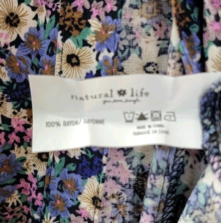 Natural Life Womens Dress Button Front Maxi Smocked Sleeve Shirt Size Medium