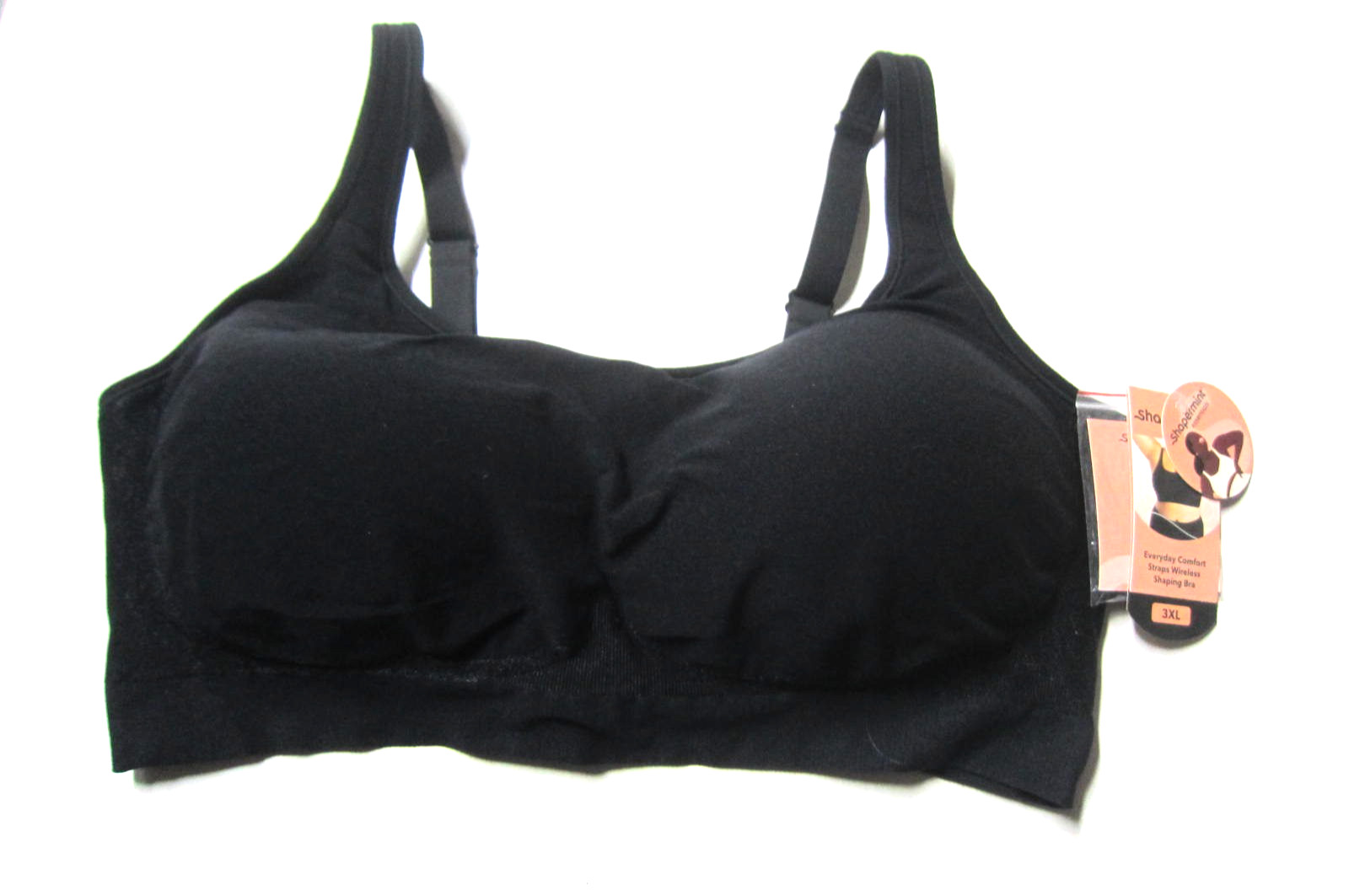 Shapermint Women’s Everyday Comfort Straps Wireless Shaping Bra Black 3XL New