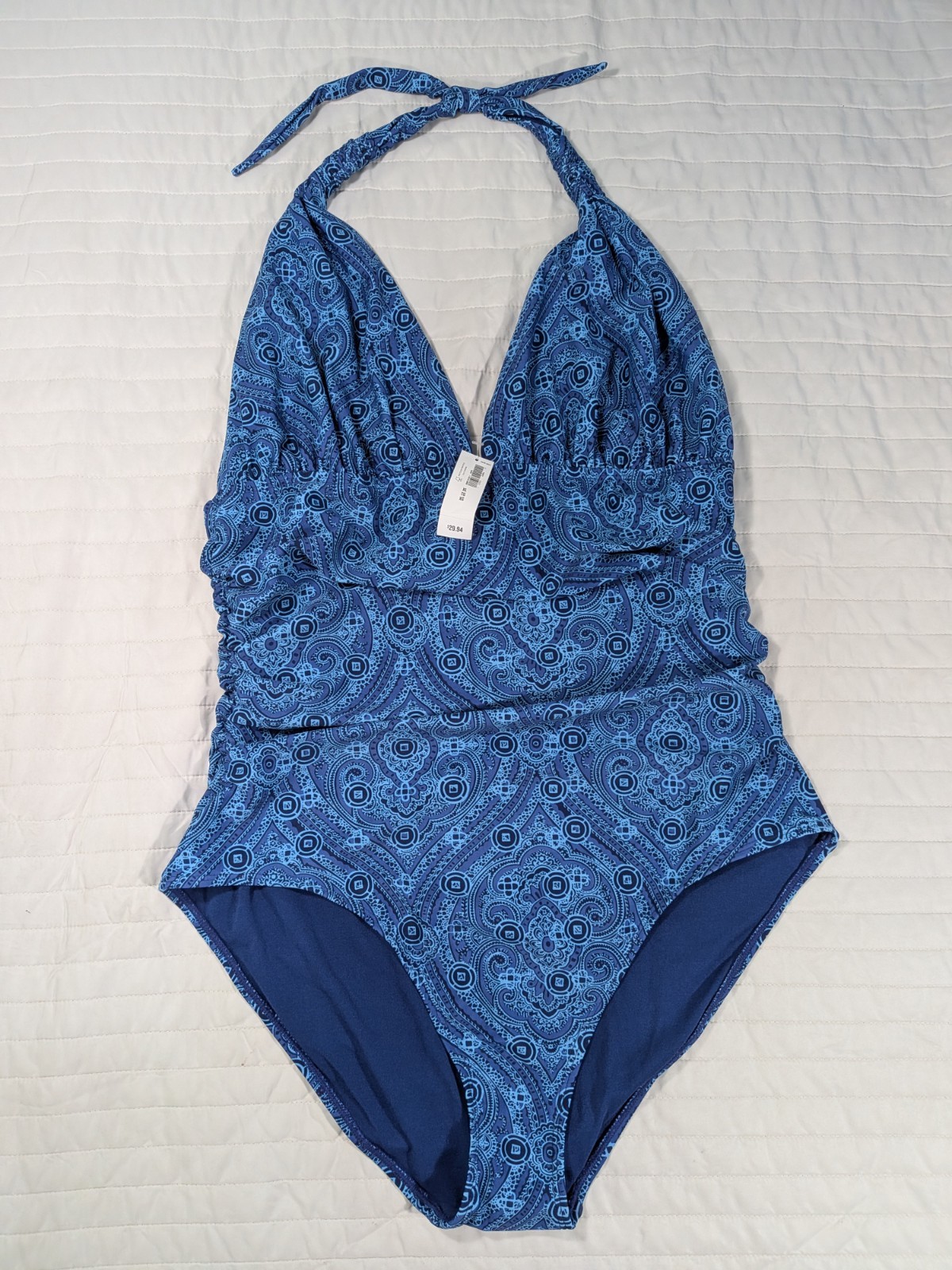 Old Navy Women’s XL One Piece Blue Bandana Pattern Tie Strap Hygienic Liner