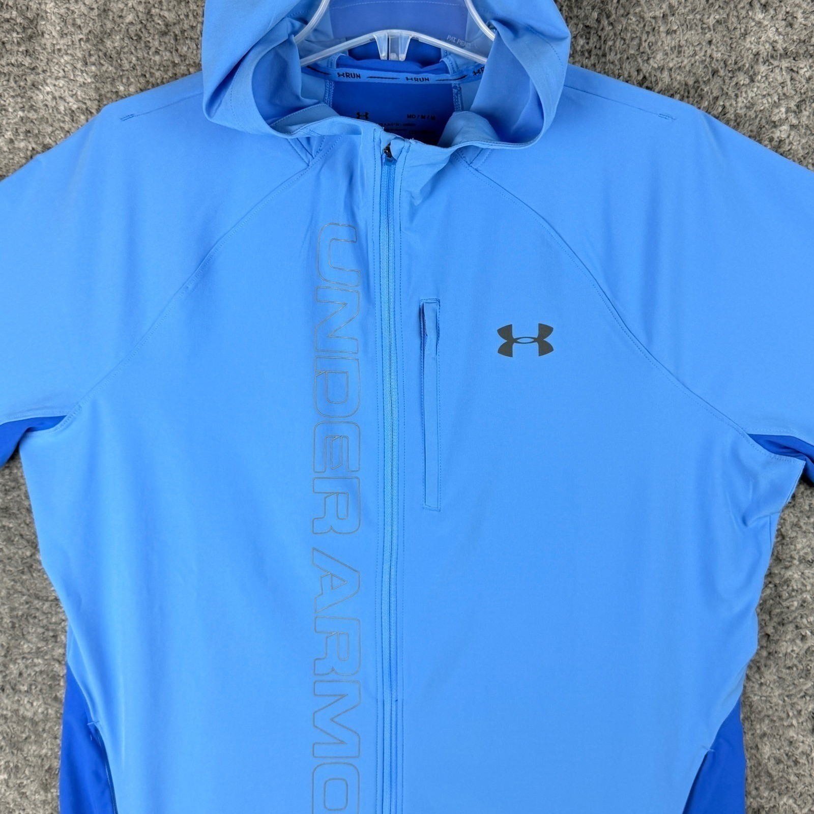 Under Armour Womens M Blue Storm ColdGear Hooded Running Jacket Outdoor Gorpcore