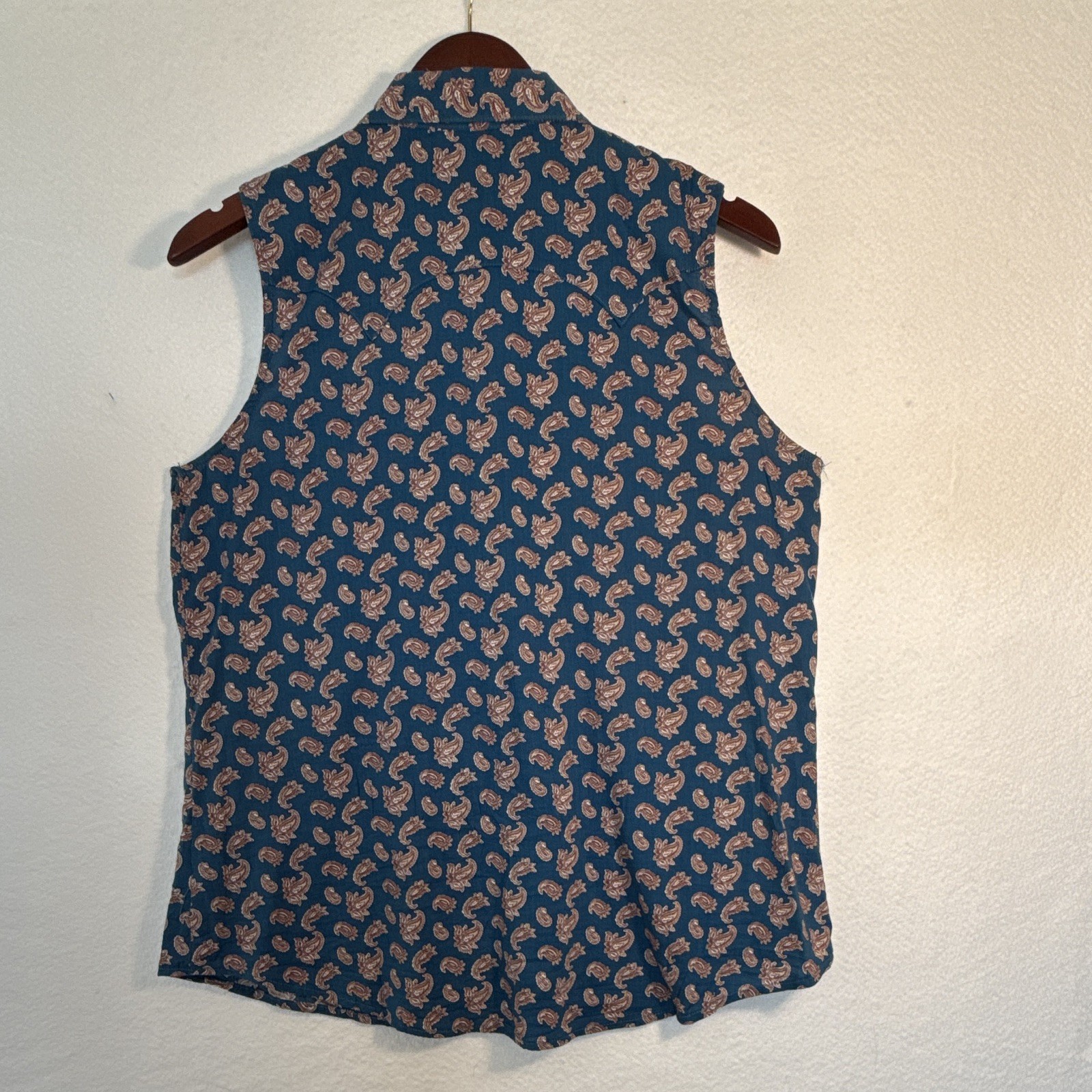 Shyanne Women’s Sleeveless Collared Button-Up Woven Cotton/Rayon Paisley S