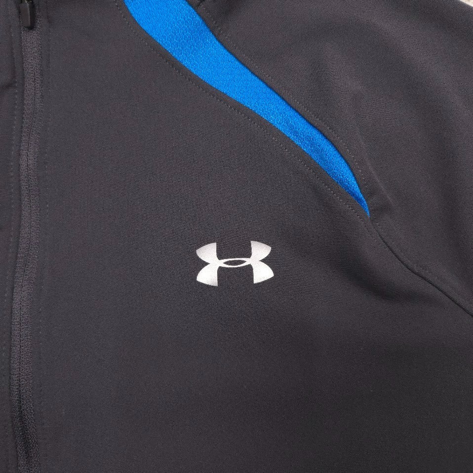 Under Armour Motion HeatGear Run 1 2 Zip Pullover Womens Large Black Blue LS