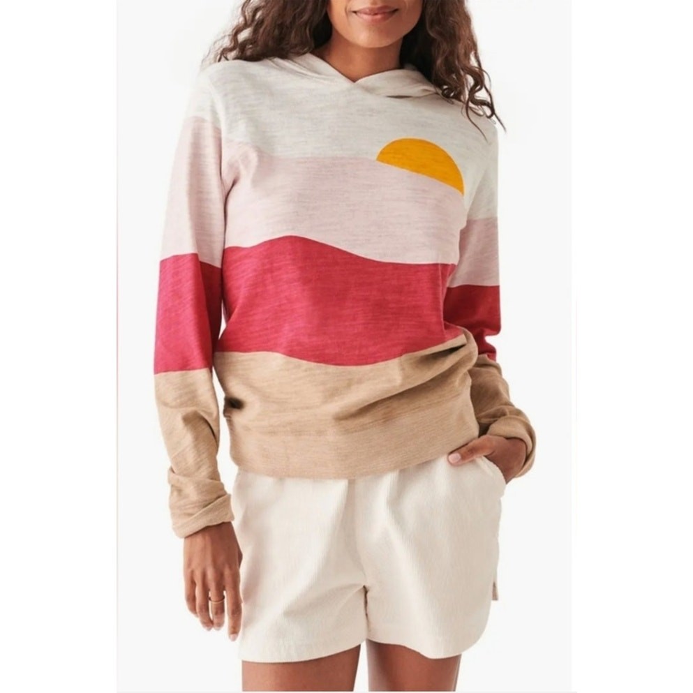 Faherty Sunset Stripe Colorblock Size X Large Organic Cotton Hoodie