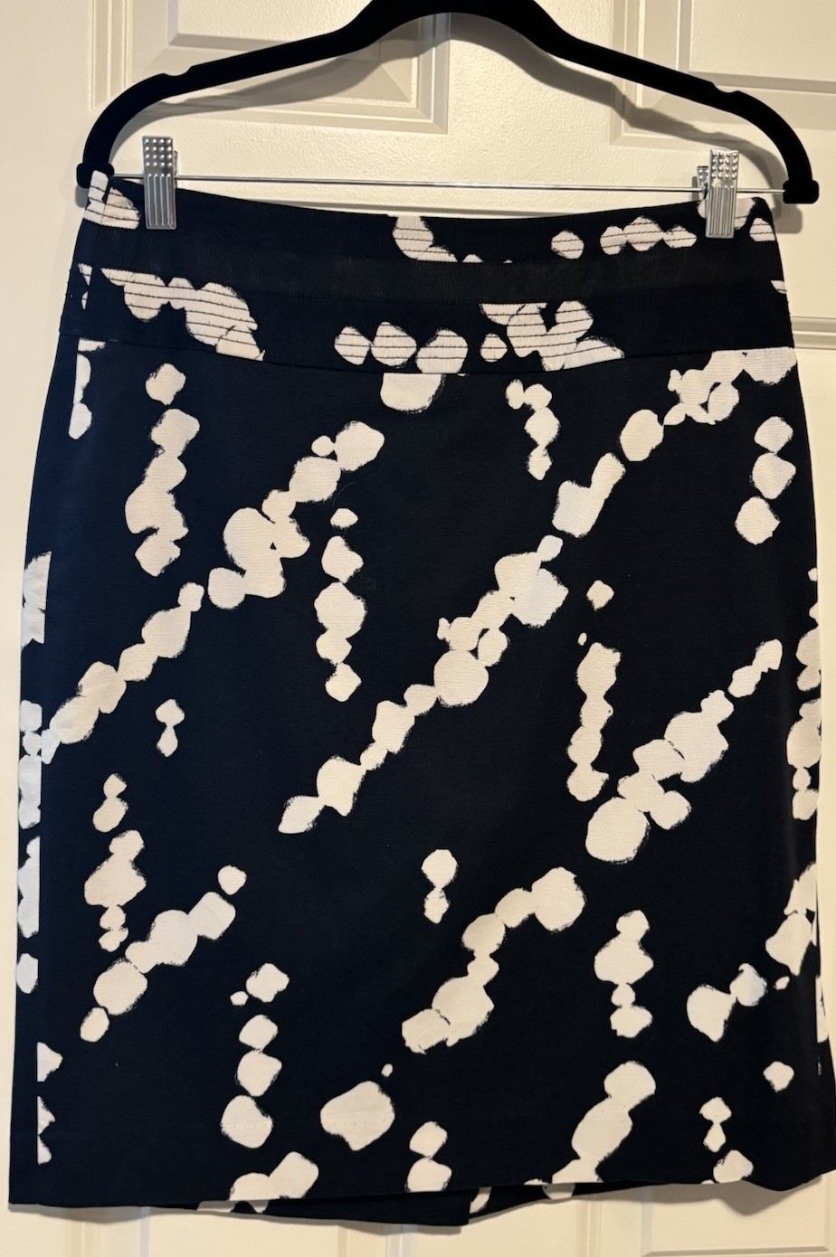 The Limited Dark Blue White Abstract Twill Cotton Pencil Knee Skirt Women 10