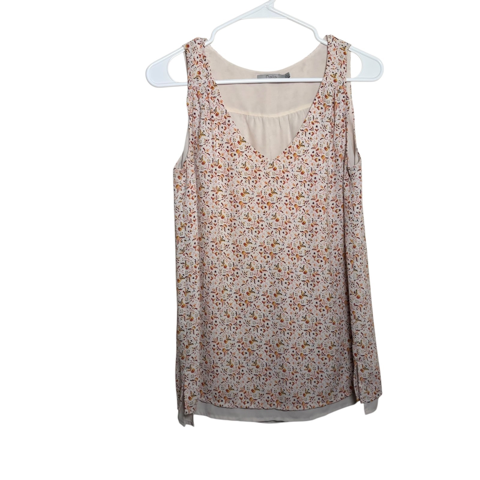 Dalia Tank Top Women’s Small Printed Lined V-Neck Sleeveless Casual Shirt