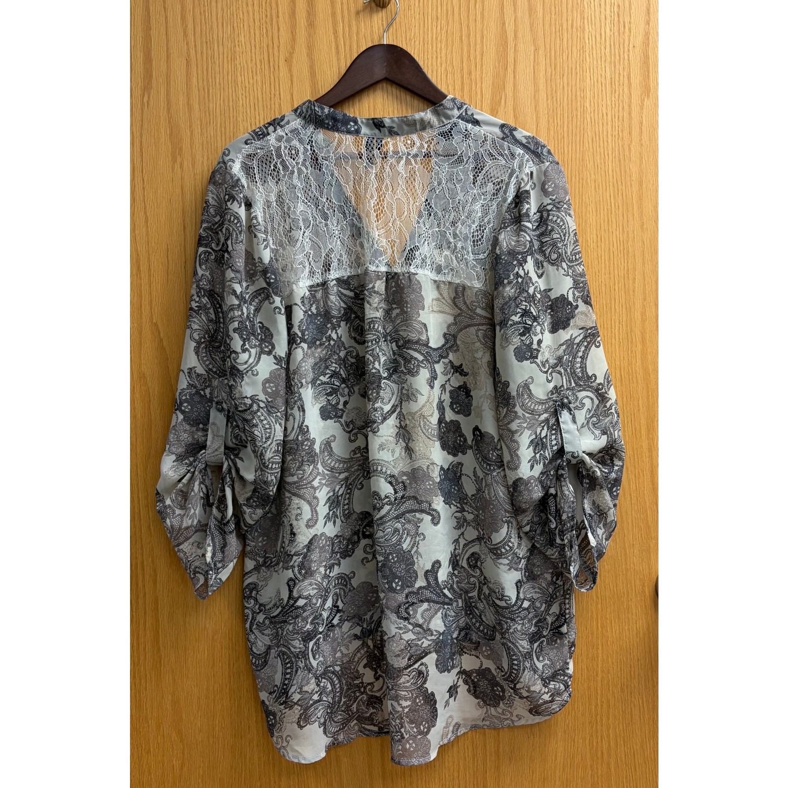 Maurice’s Paisley Feminine Boho Chic Peasant Blouse Semi Sheer Lace Plus Size 2