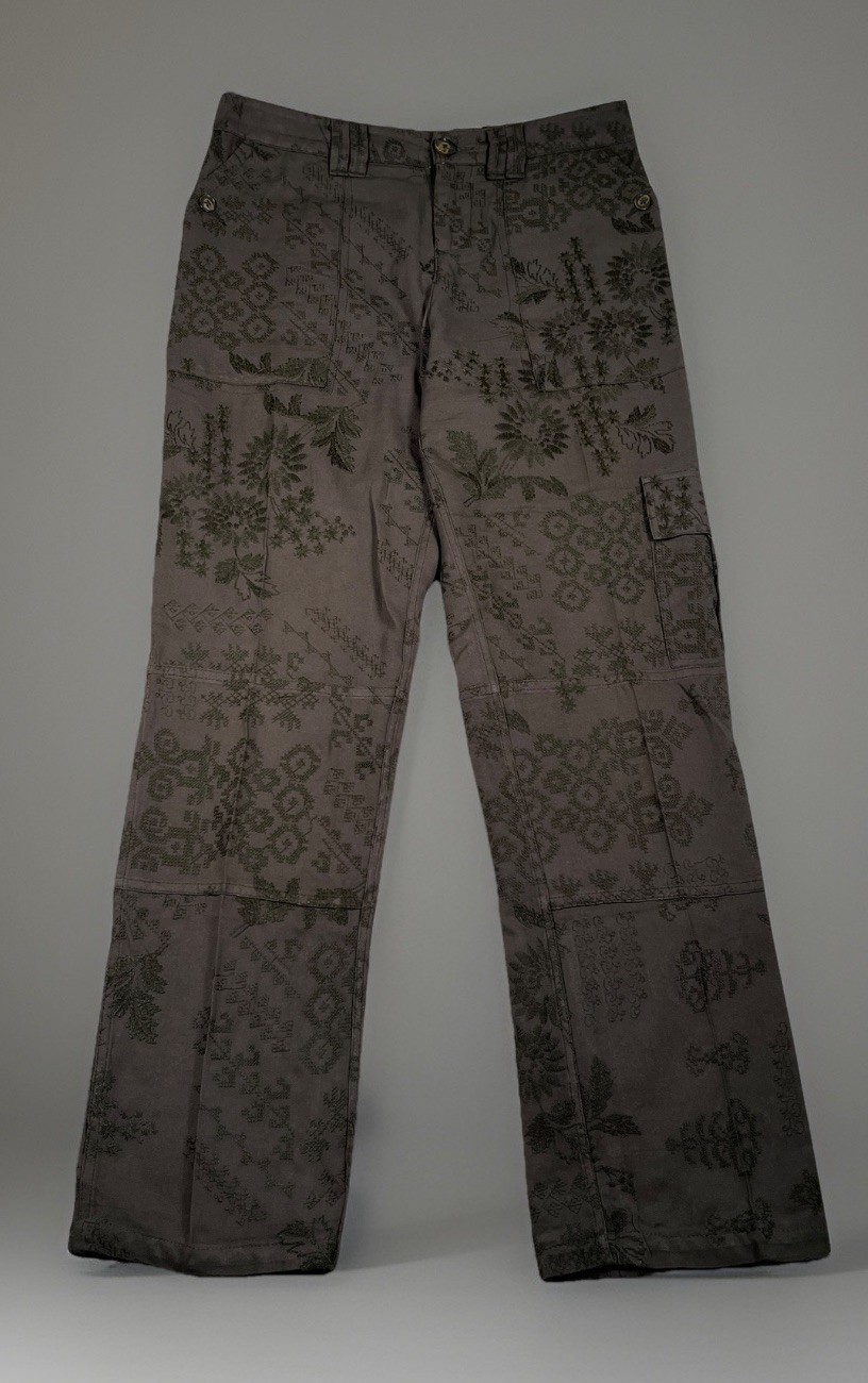 Sundance Cargo Pants Womens Size 4 Embordered Floral Pattern Straight Leg Boho