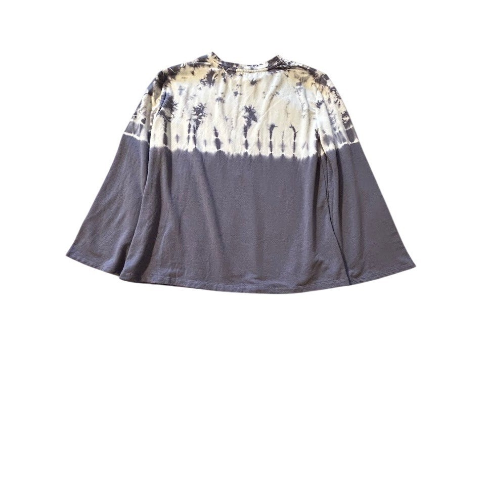 Halcyon Tie Dye Waffle Knit Long Sleeve Top Shirt Women’s Medium Gray White