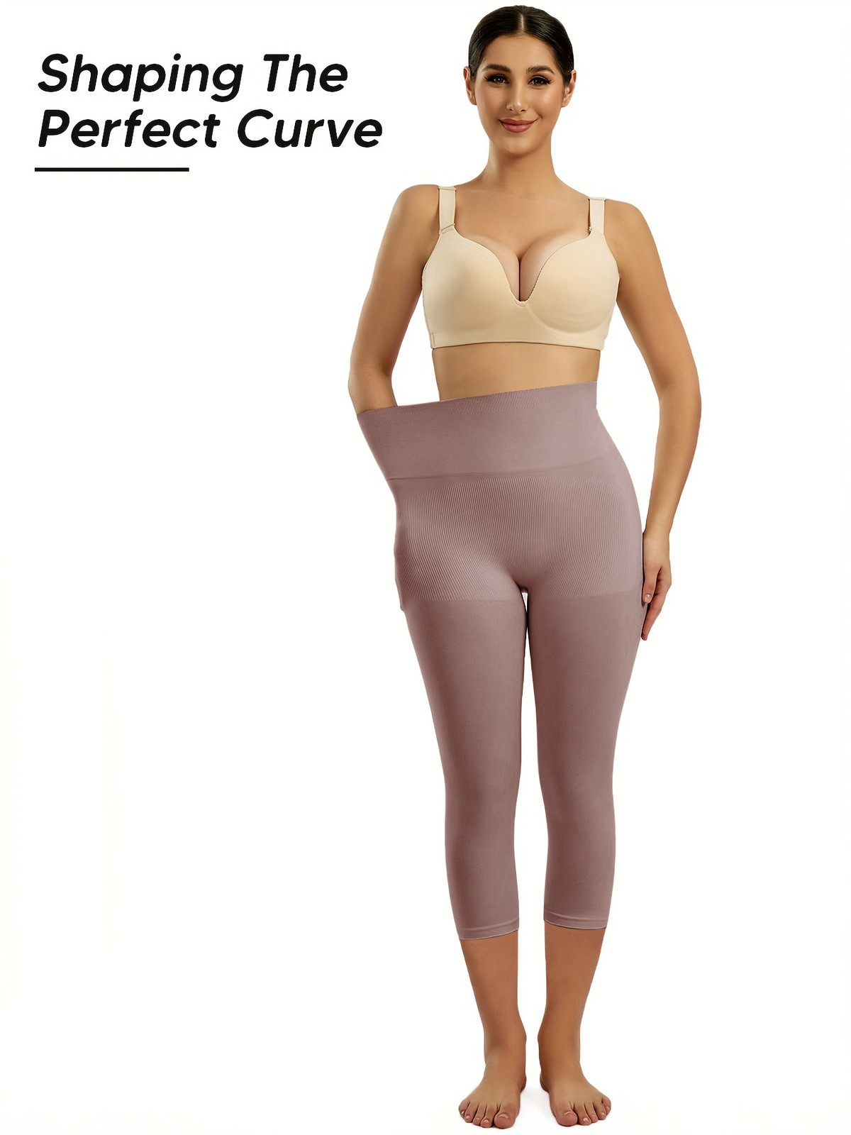 Slimming Anti Cellulite Compression Leggings Leg Shaper High Waist Black Capris