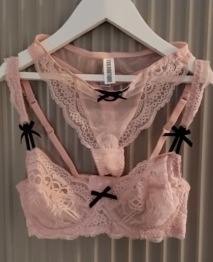 TDR BOUTIQUE None Padded Lace Balconette Bra & thong set Pink SZ EUR 70E UK32DD