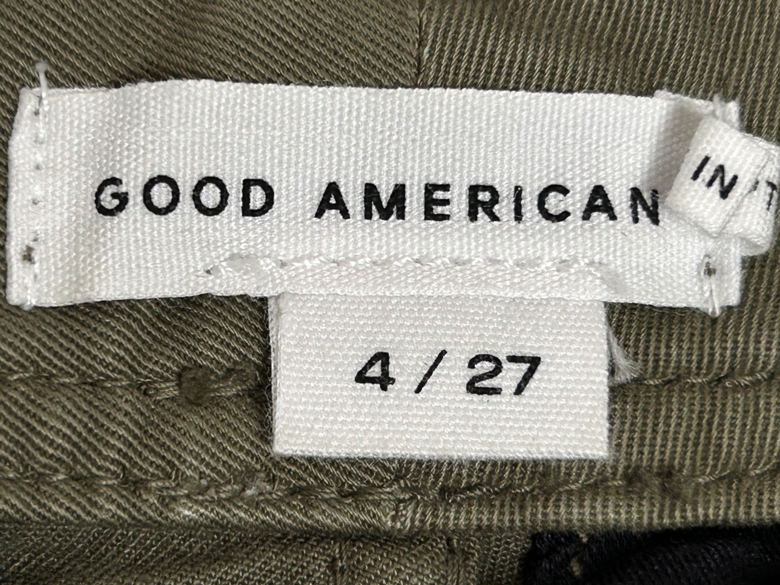 Good American Jeans Women Size 4 / 27 Green Cargo Skinny Zip Bottom EXCELLENT