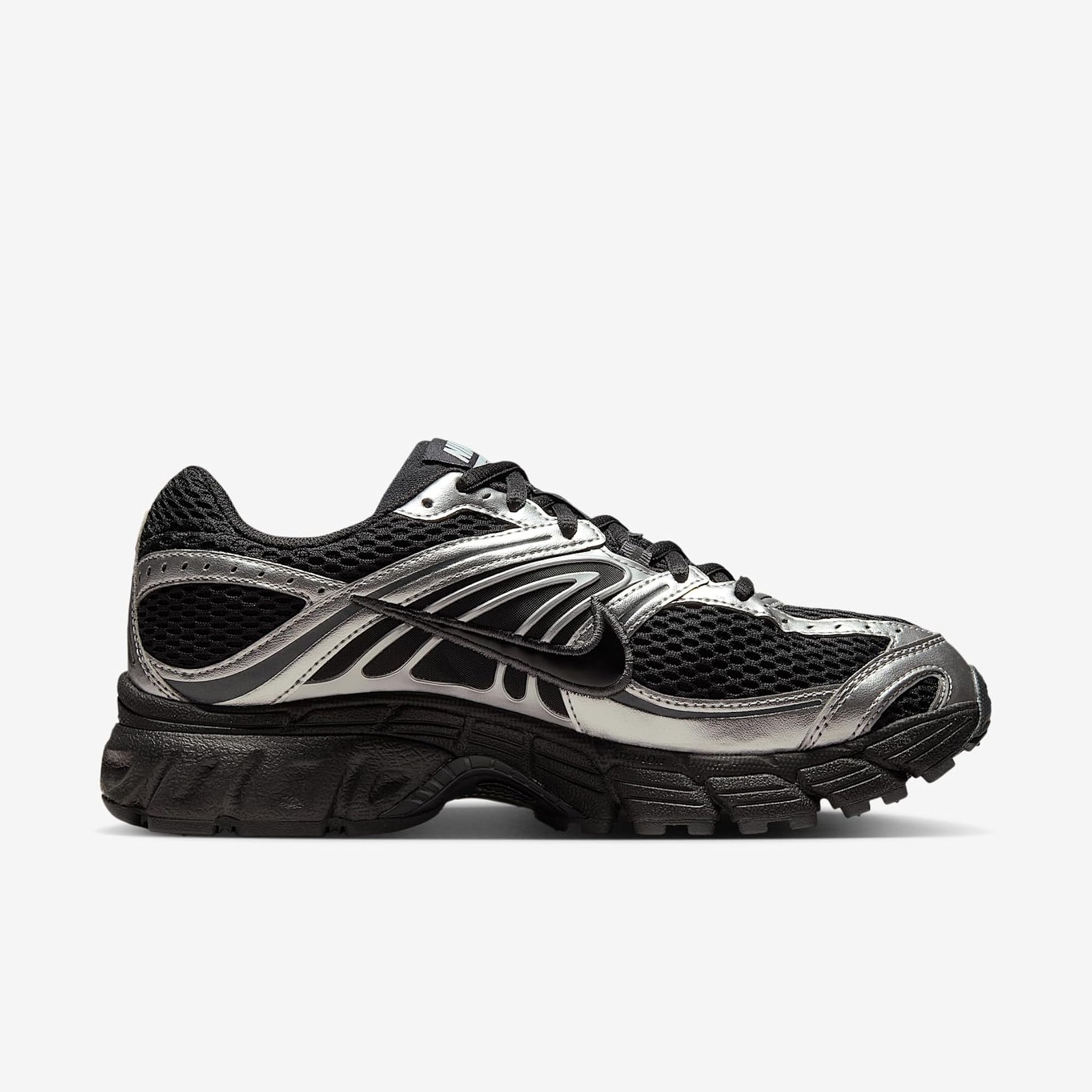 Nike Womens Air Max Moto with Reflective Accents – Black/Black/Metallic Silver –