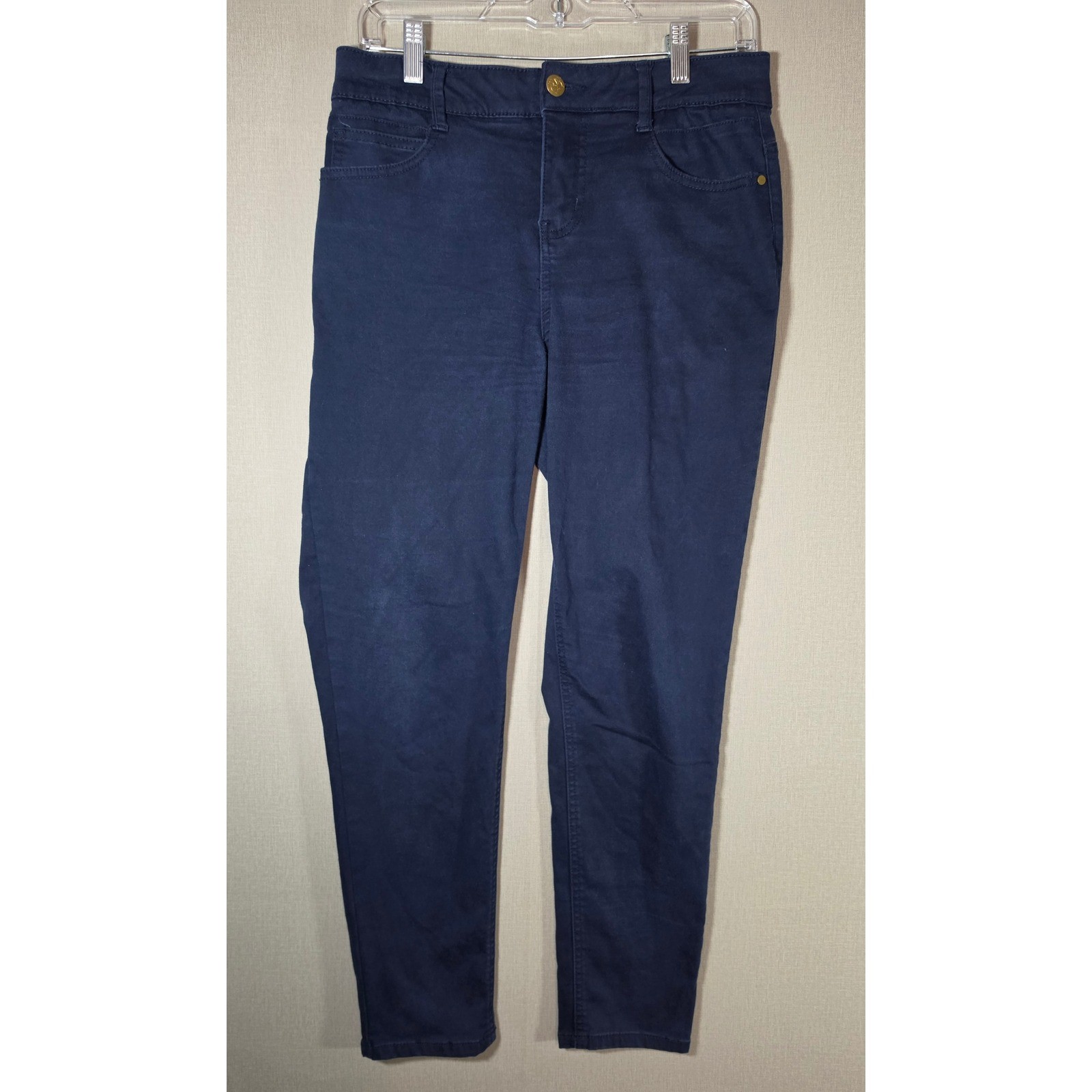 Draper James RSVP Womens Size 8 Navy Blue Skinny Pants Stretch Cotton Blend Slim