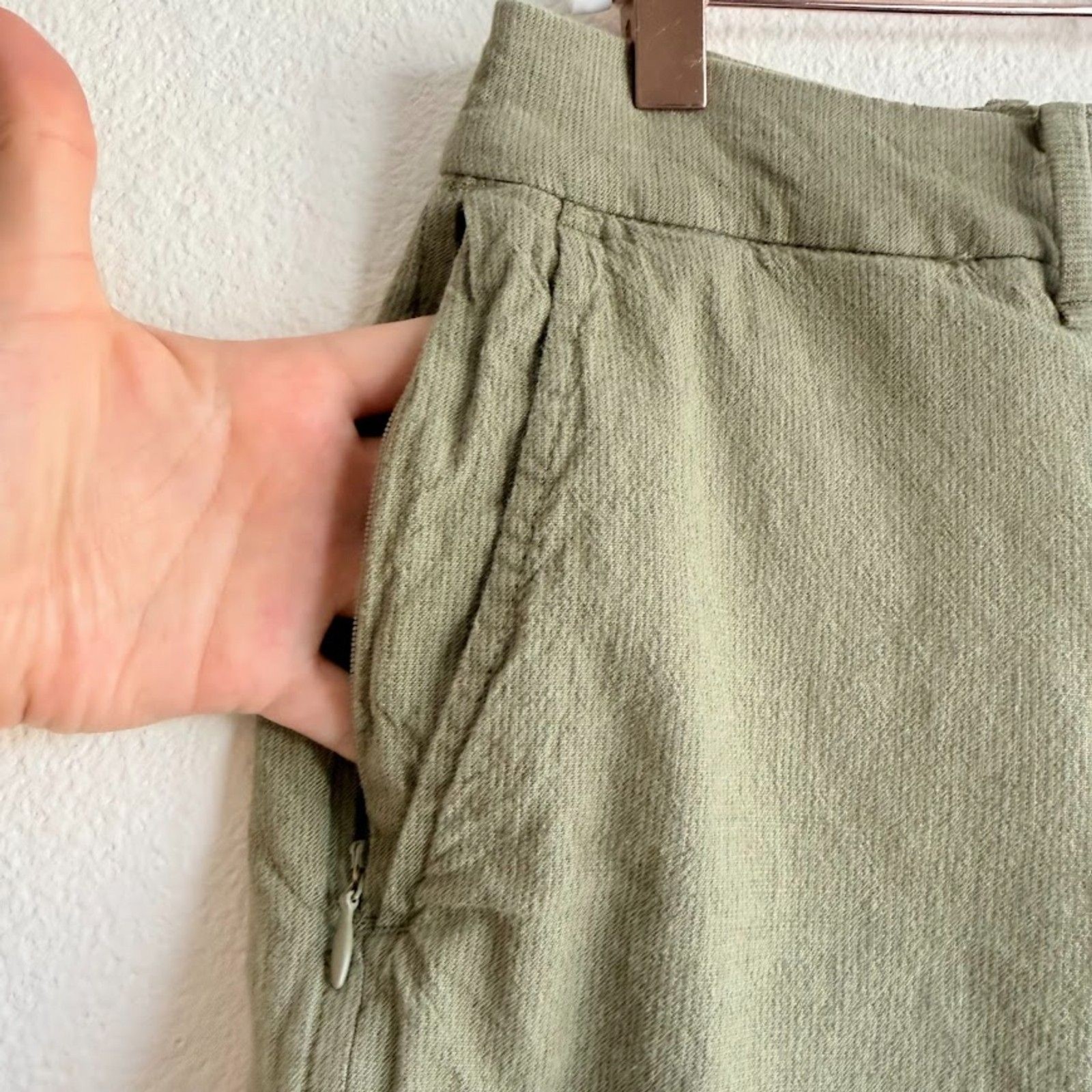Abercrombie & Fitch Stretch Cotton Linen Blend Shorts in Green Stripe size 28