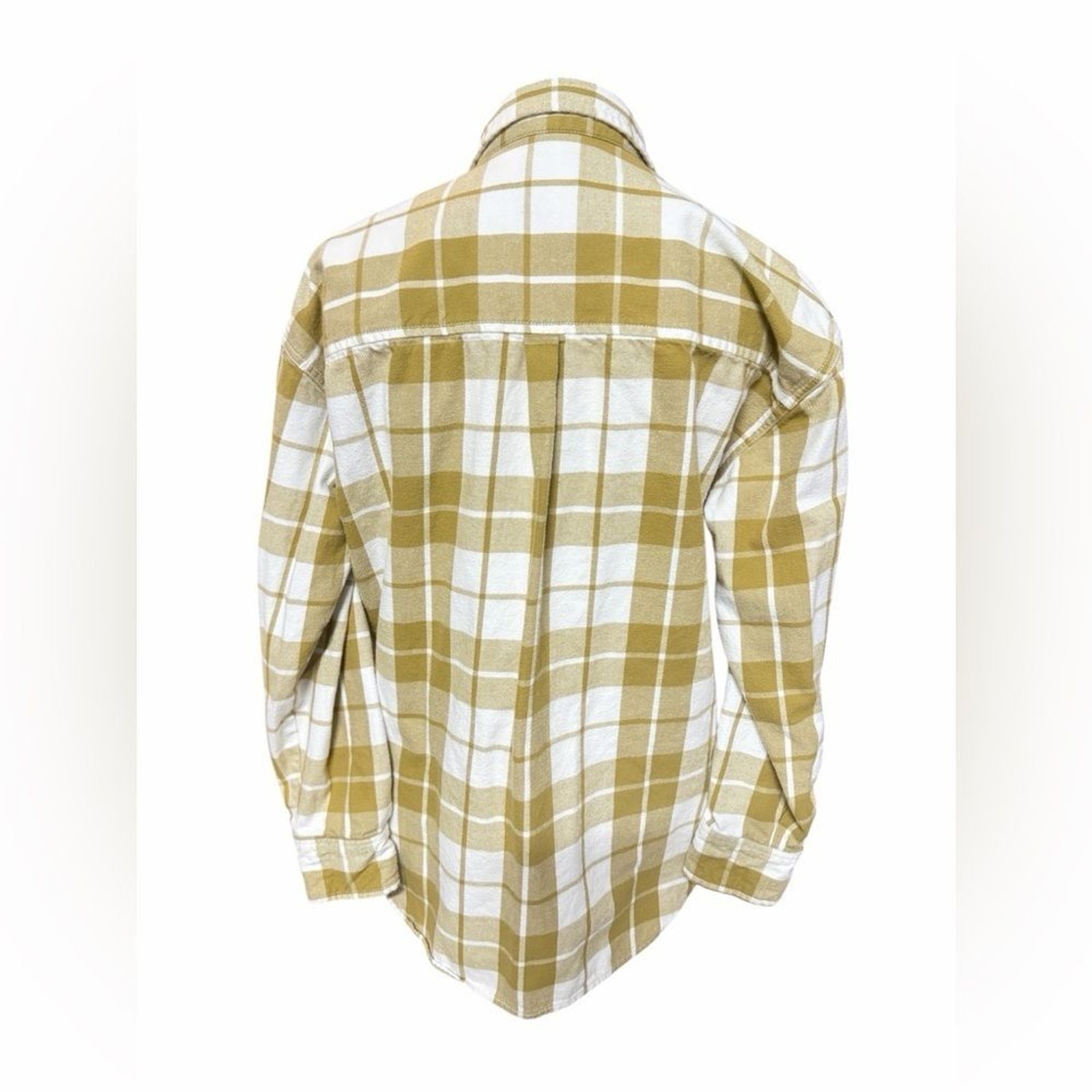 Universal Thread Mustard and White Plaid Button-Up Shirt