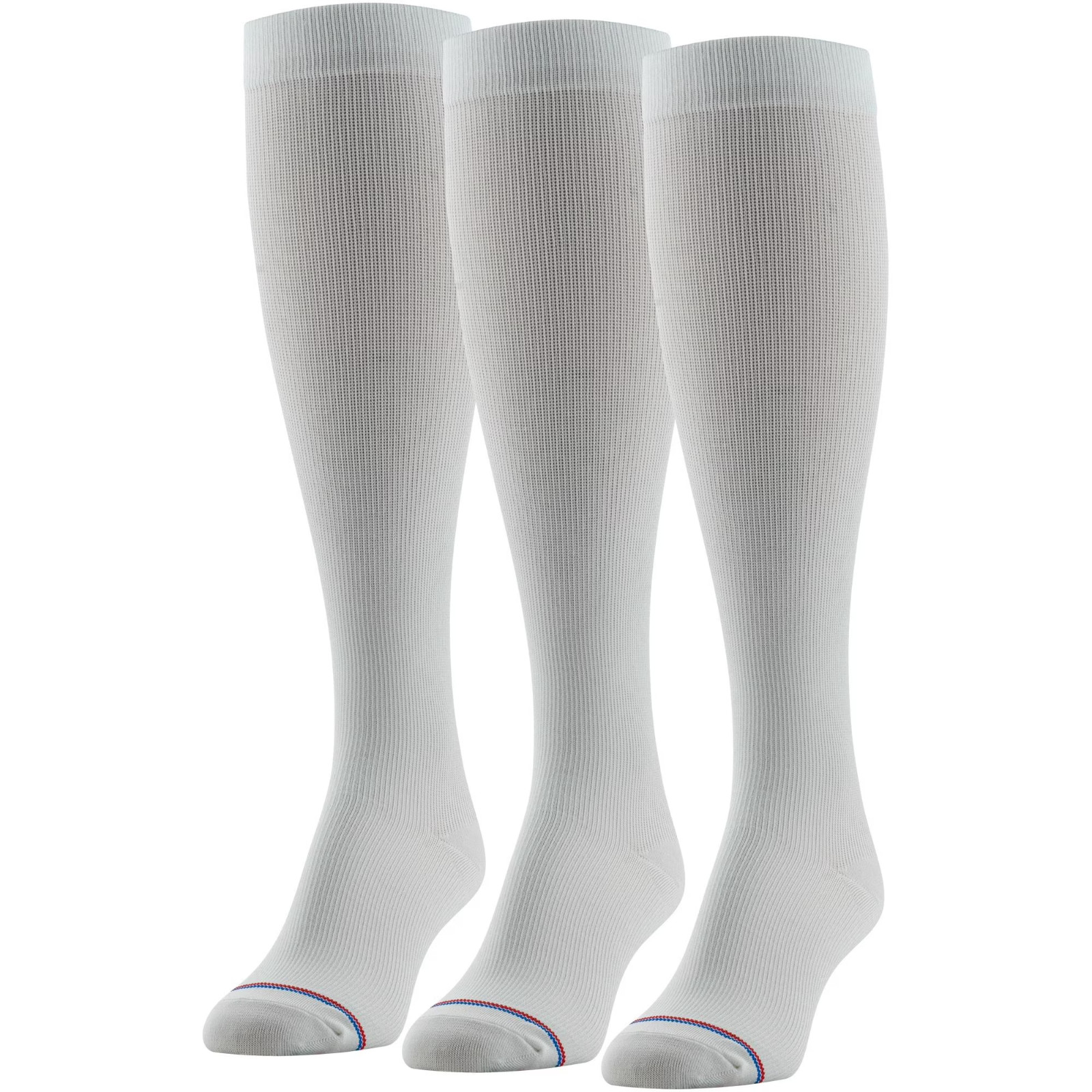 MediPeds Womens whte Mild Compression Knee High Support Socks, 3 Pair Shoe 10-13
