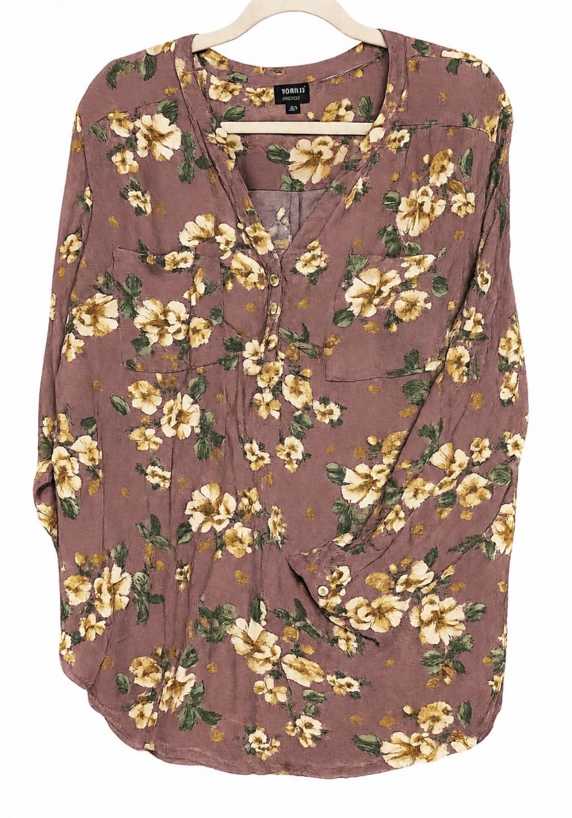 New Torrid Floral Brushed Tunic V-Neck Long Sleeve Pullover Plus 2X