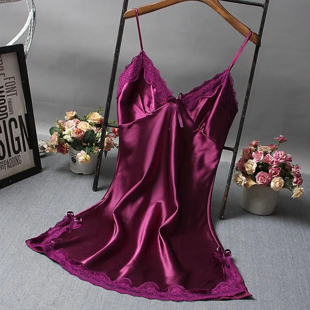 Sexy Lace Patchwork Camisola Lingerie Nighty Wedding Dress Sleep Wear Nightdress