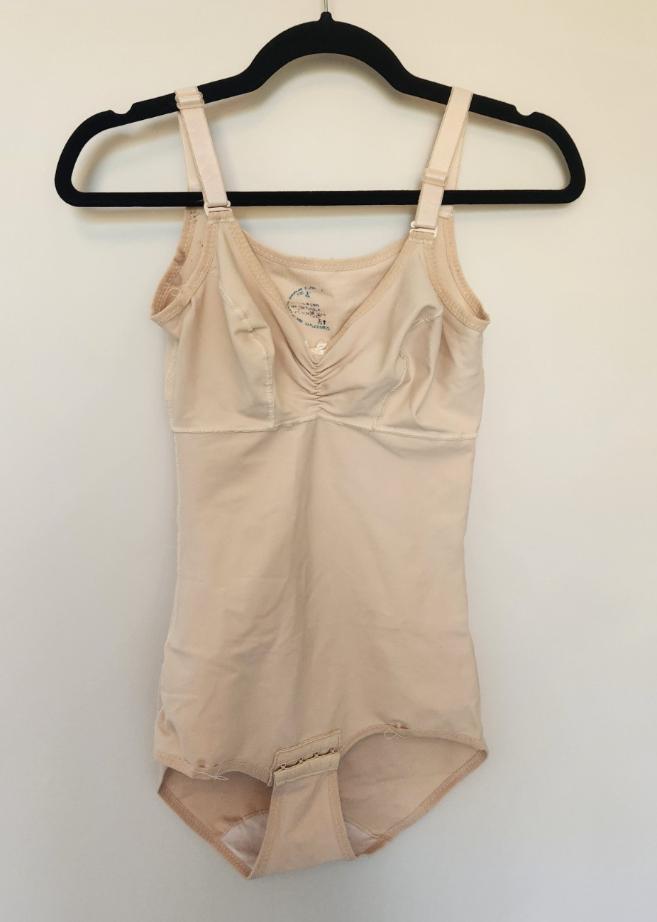 Shapewear Compression Garment Bodysuit L Large Nylon Tan Nude Tummy Tuck Women