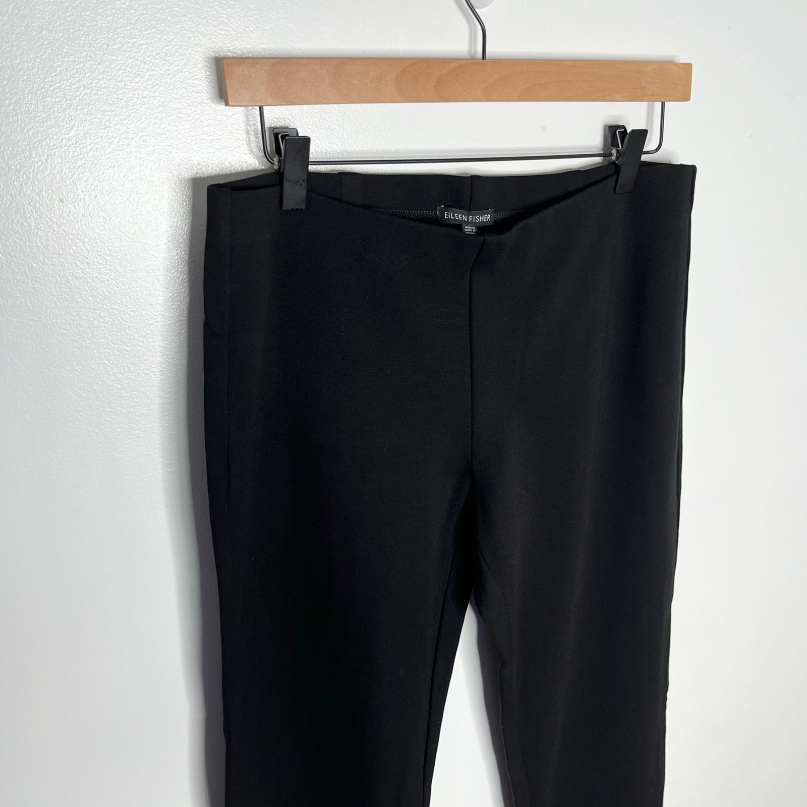 Eileen Fisher Ponte Pull On Pants Womens Medium Black Minimalist Workwear Office