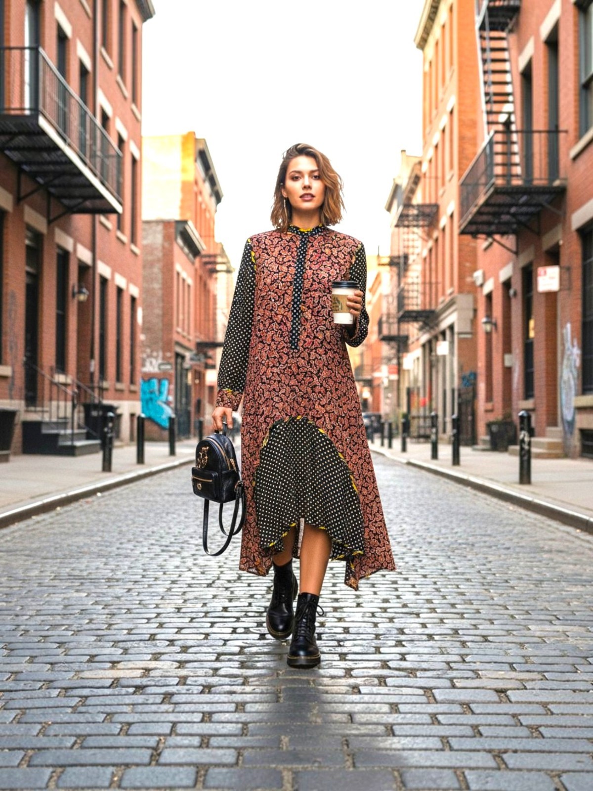 NEW Opening Ceremony 100% Silk Paisley Mixed Print Handkerchief Dress Sz 8 $595