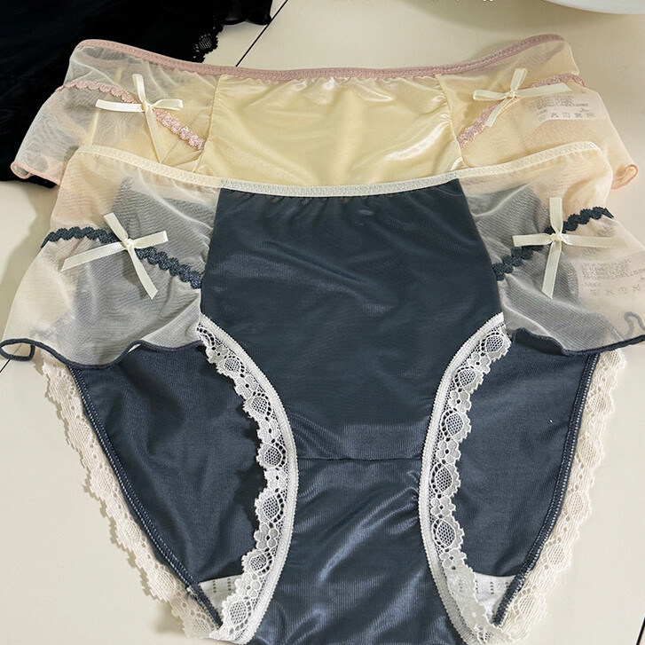 5 Pack Lot Sexy Womens Thin Satin Panties Briefs Sheer French Ladies Lingeries