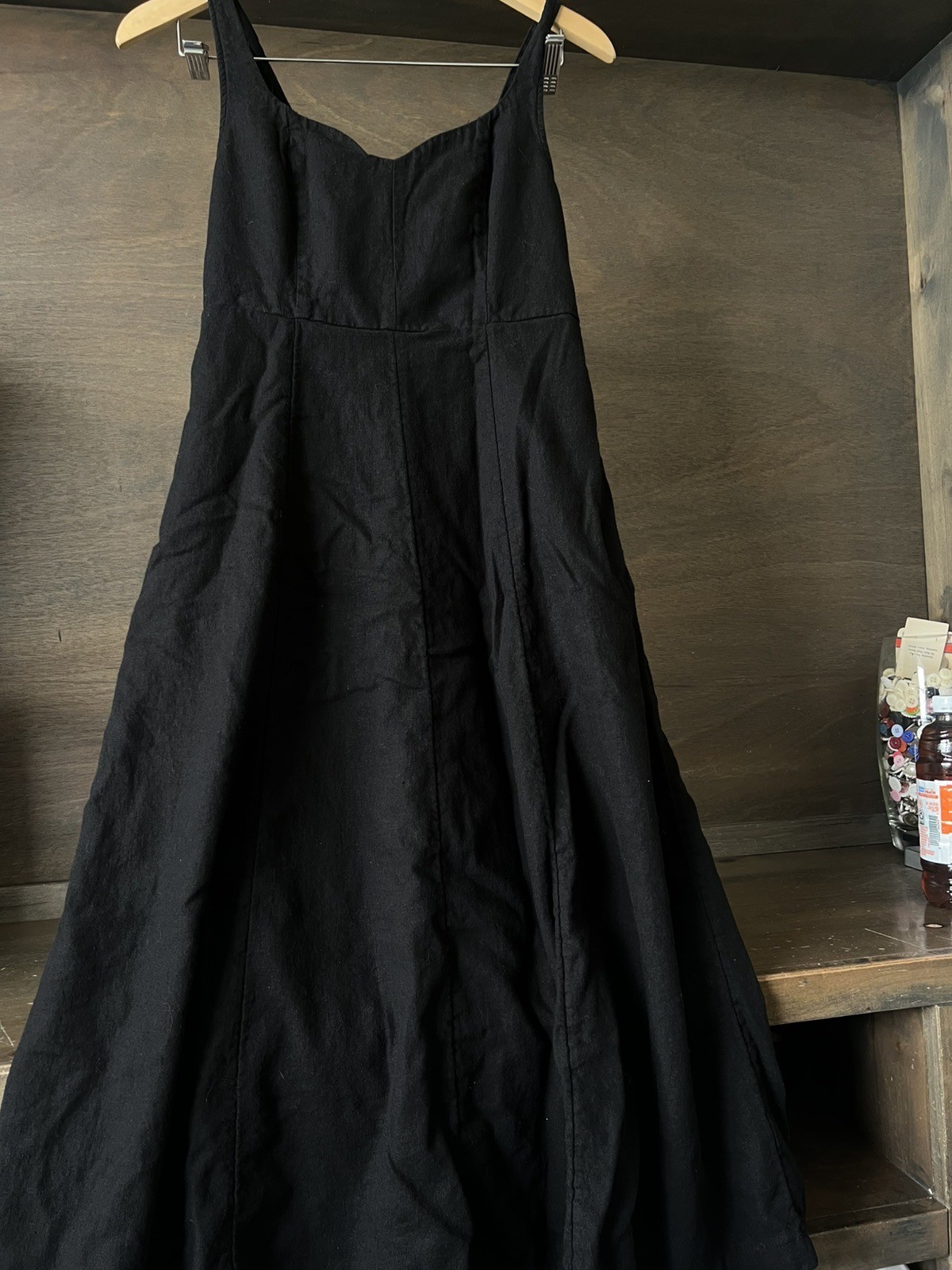 Old Navy Dress Black SIZE SMALL VEE Neck Sleeveless Pockets 55% LINEN 45% RAYON