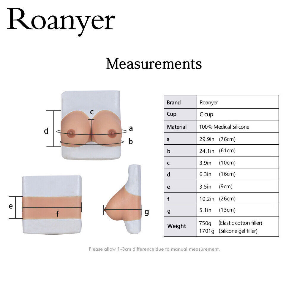 Roanyer Silicone Tube Top Breast C-G Cup Breast Form For Crossdresser Drag Queen