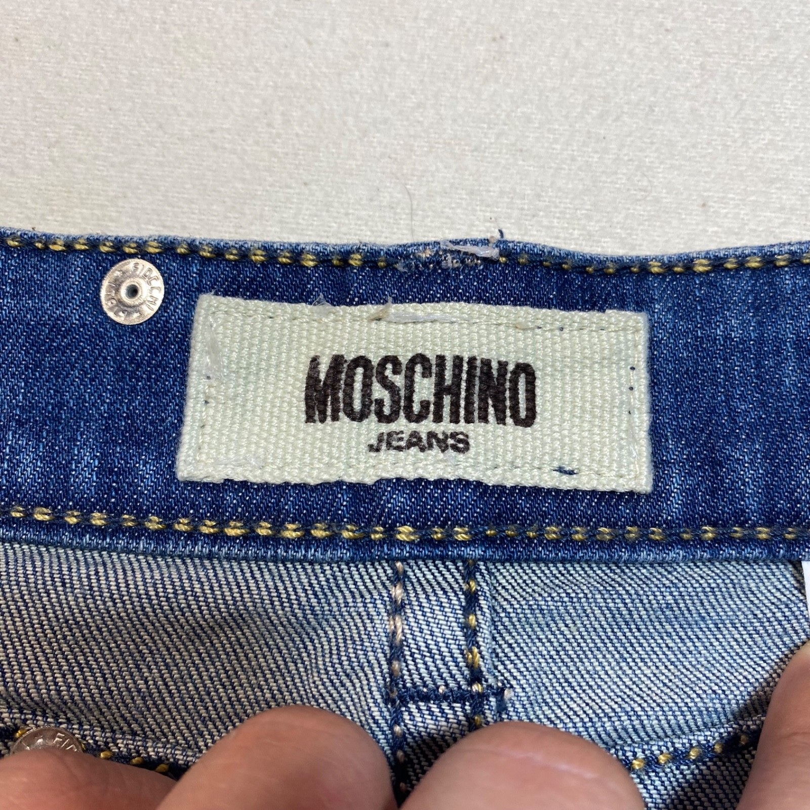MOSCHINO JEANS Women’s Denim Mini Skirt Heart Studded Blue S/M Size