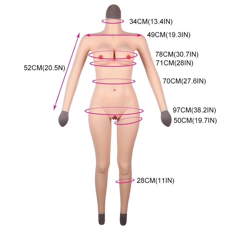 Transgender Crossdresser Silicone Suit – D-Cup Breast Forms Full Body Wear