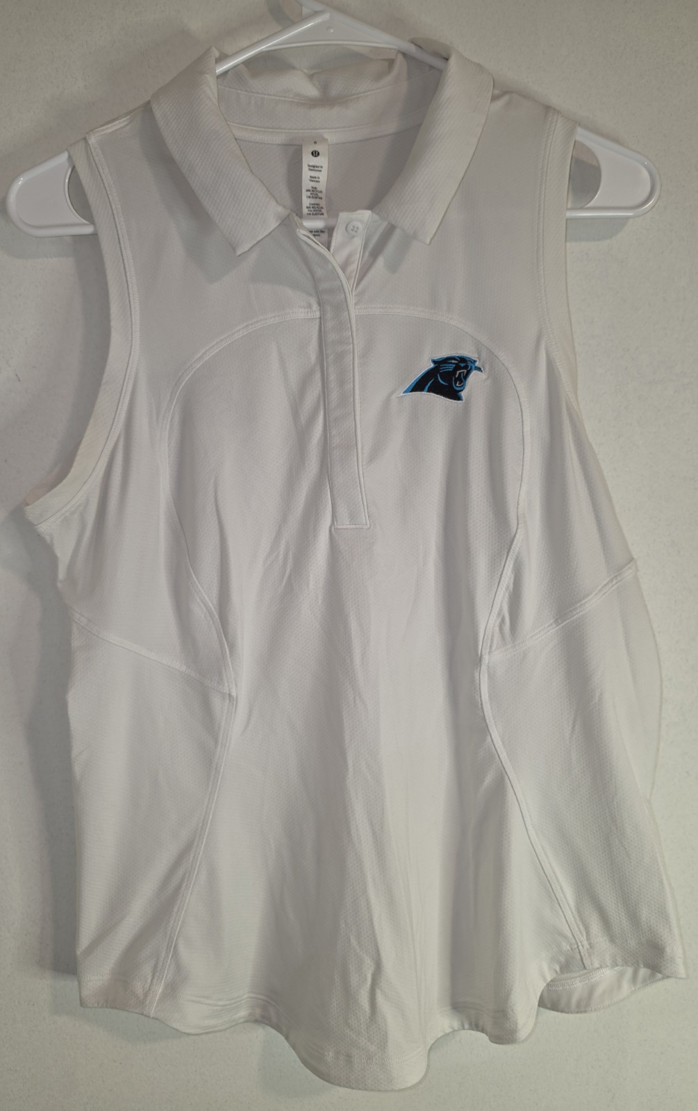 Lululemon Quick Dry Sleeveless Polo Top Size 8 In White With Embroidered…