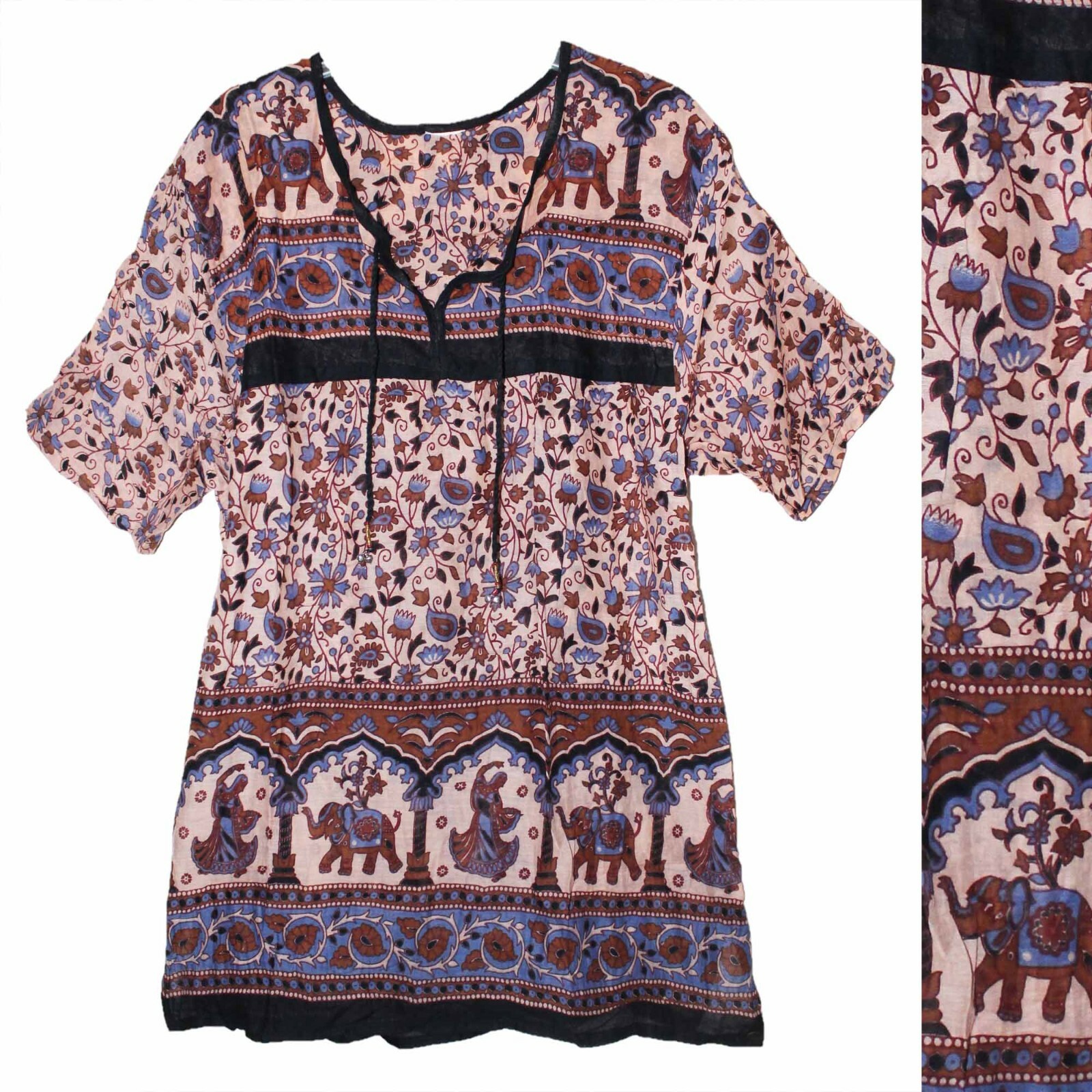 Indian Ethnic Cotton Top Tunic For Women Blouse Blusa Ladies Retro Boho Hippie G