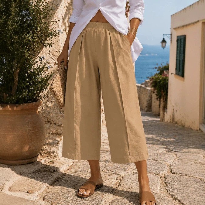 Solid-color Fashionable Loose-fitting Casual Wide-leg Pants