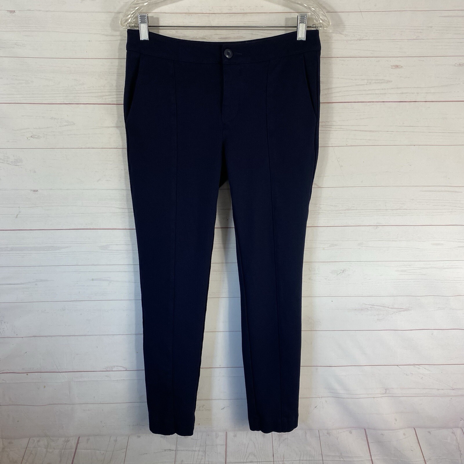 Cabi Womens Capote Skinny Ankle Trouser Pants Sz 6 Blue Stretch Center Seam