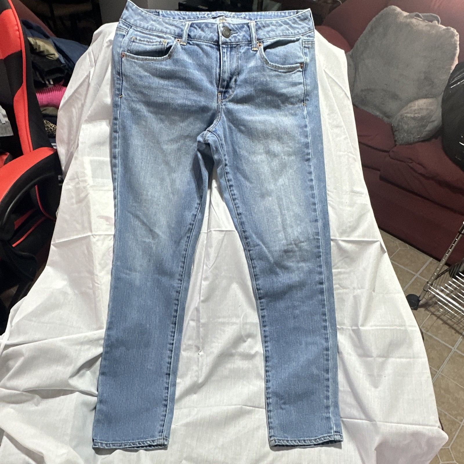 Women’s Blue Light Wash Skinny Jeans Slim Fit Mid Rise Stretch Denim 5-Pocket