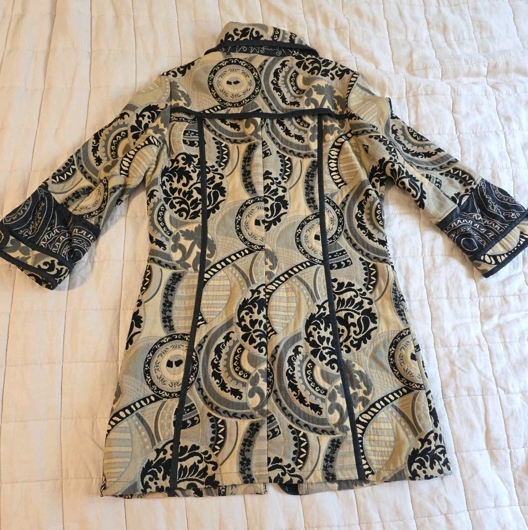 Yak Magik Sz S Blazer Tapestry Jacket Zip Front Embroidered Sequins Artsy