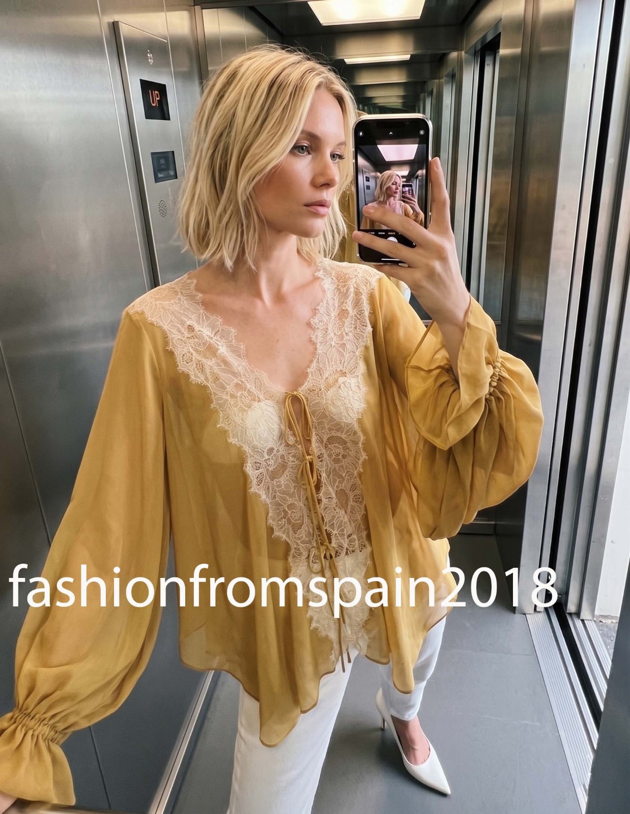ZARA NEW WOMAN ZW COLL COMBINATION LACE BLOUSE SHEER OIL XS-S,M-L 9038/832/510
