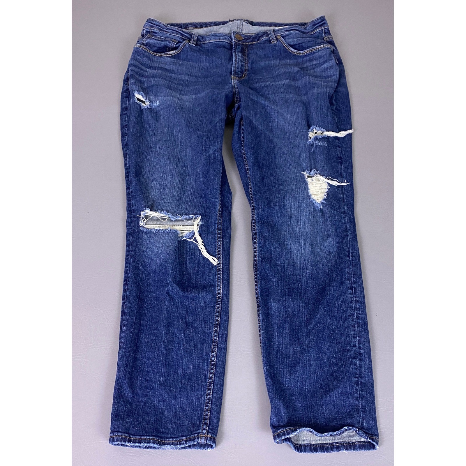 Silver Jeans Co Sam Plus Size 16 / 27 Mid Rise Boyfriend Distressed Blue Jeans